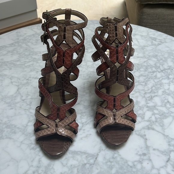 Brian Atwood Natural Python Sandals. 7 - Picture 6 of 9